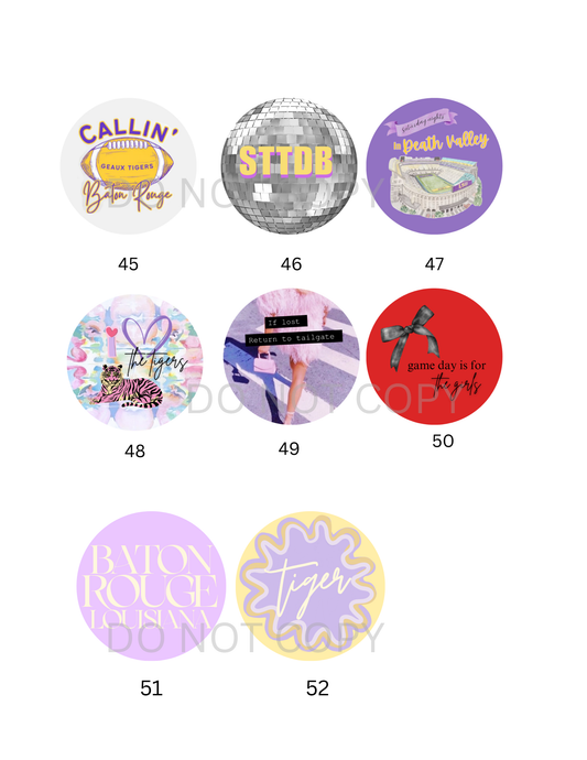Gameday Fan Pins (buttons) Assorted Styles for Every Fan!  2 inch (medium)