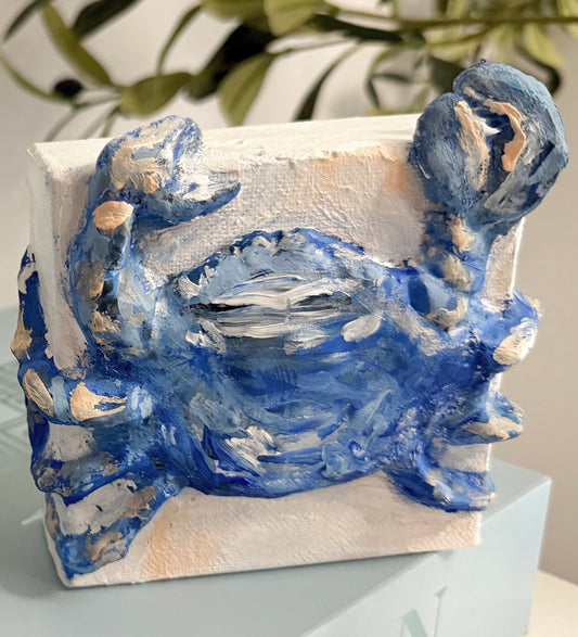 “Blue crab”  Paper Mâché Blue Crab art 4x4