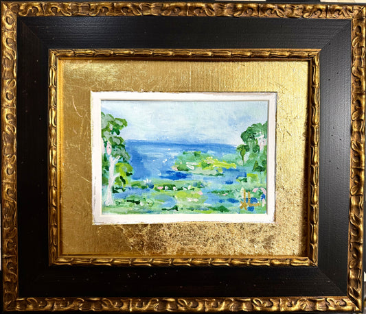 "Lily Pad dreams" 8x10 canvas board framed 11x14
