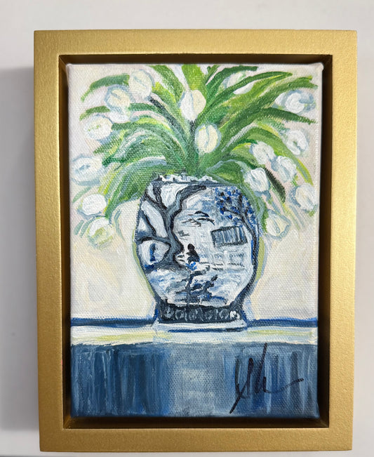 “Not your grandmothers vase” 5x7 framed original canvas art