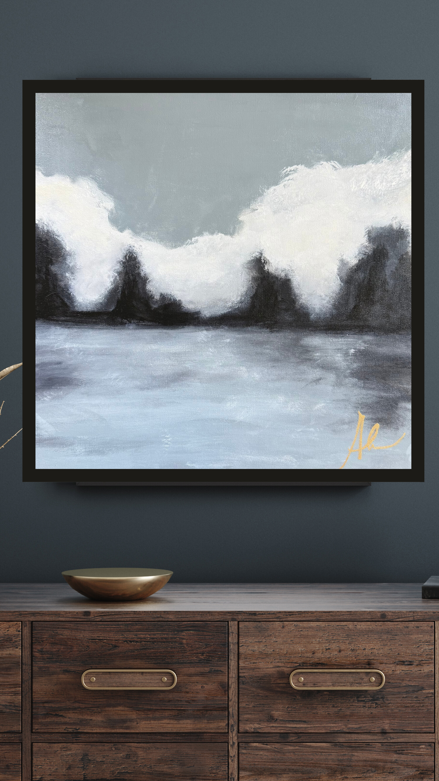 “Forest veil” abstract original art 20 x20  (not framed)